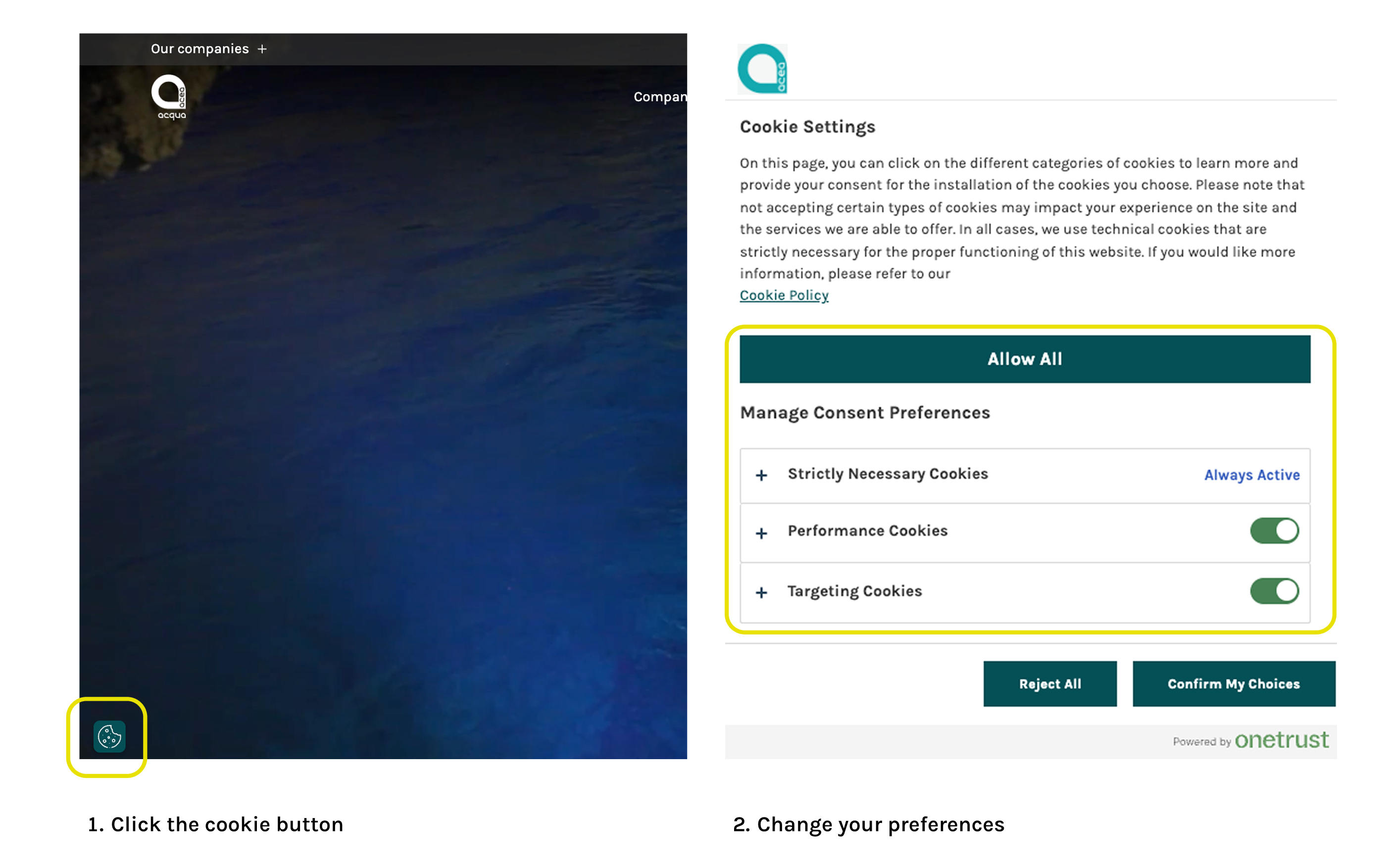 Tutorial cookie panel